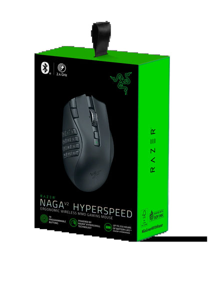 Naga V2 Hyperspeed Bluetooth Gaming Mice with AA Battery, Black