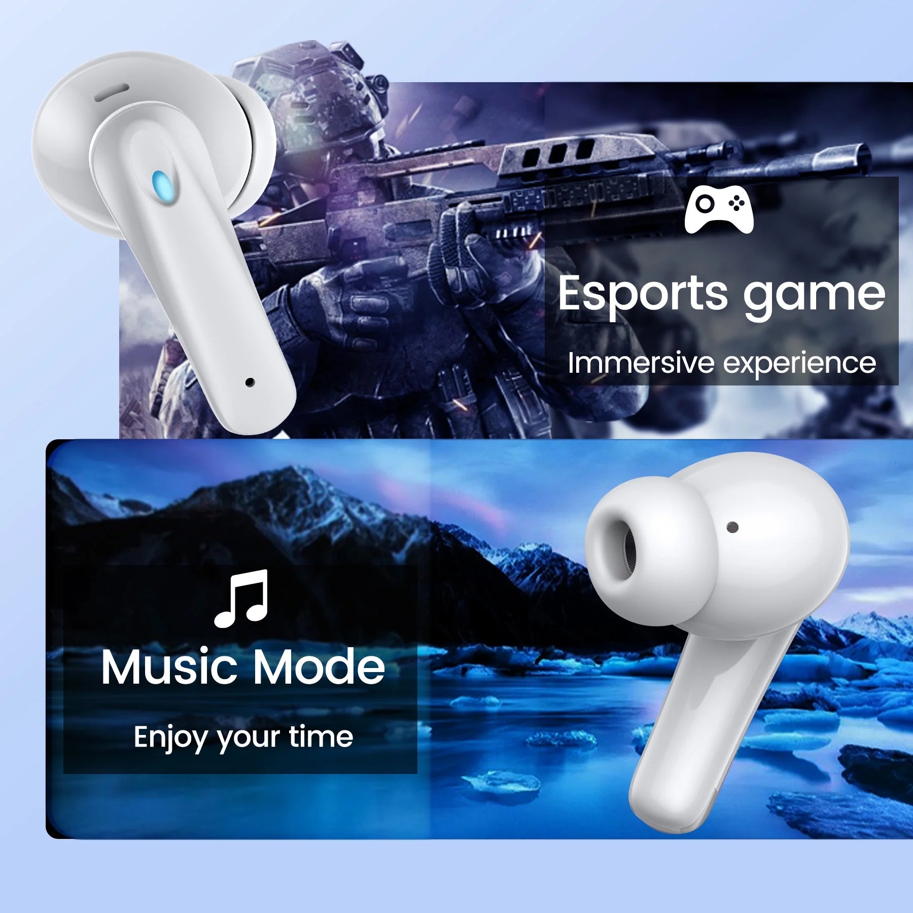 Wireless Earbuds, Bluetooth Headphones V5.4 Stereo Ear Buds with Noise Cancelling Mics, 60H Playback Mini Case with Dual LED Display, IP7 Waterproof In-Ear Earphones for Android Ios