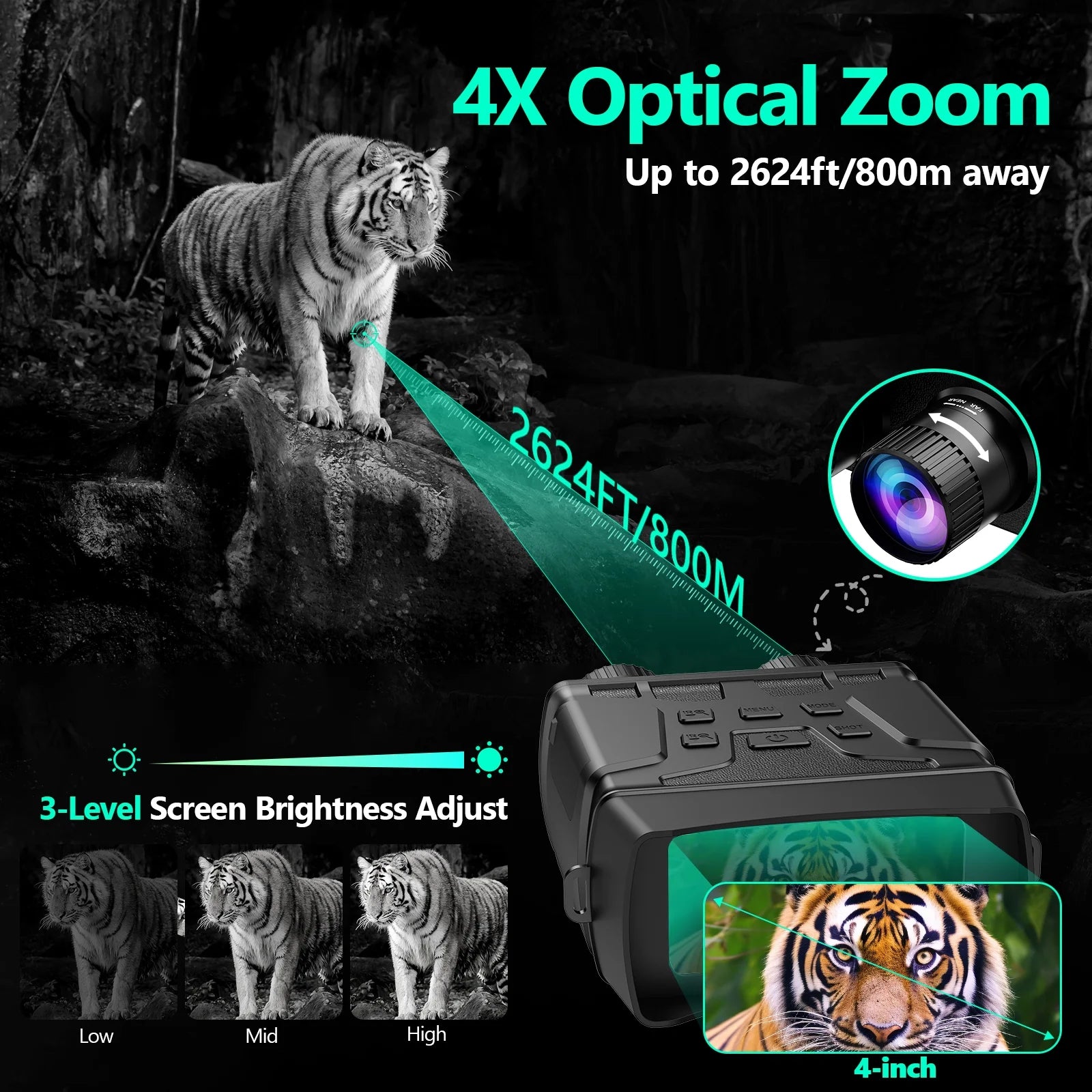 Night Vision Goggles, 7 Level Infrared Digital Night Vision Binoculars 32GB HD Photo and Video Capture, Type-C Rechargeable